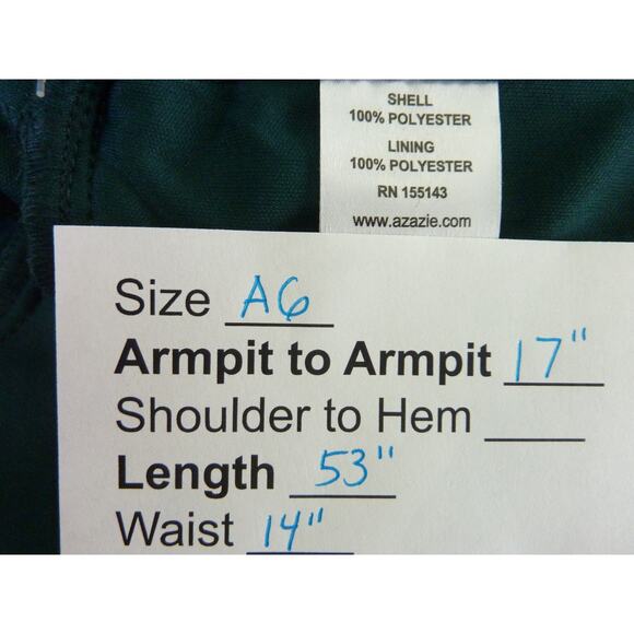 NWT Azazie Pine Sheath Square Neckline Pleated Stretch Chiffon Convertible Dress - Picture 8 of 8